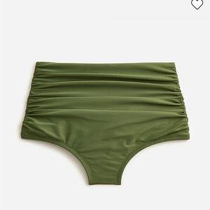 Ruched high-rise full-coverage bikini bottom